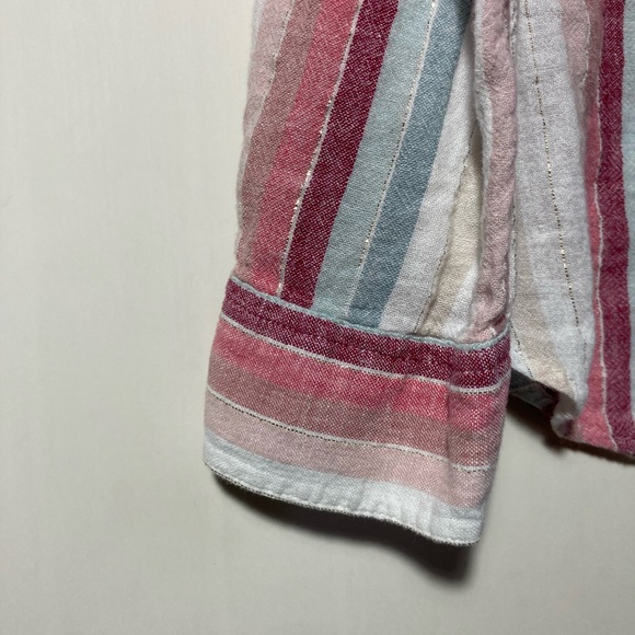 Rails Charli Tropic Stripe Button Down Shirt Metallic Gold Detail Size XSmall - Picture 10 of 16